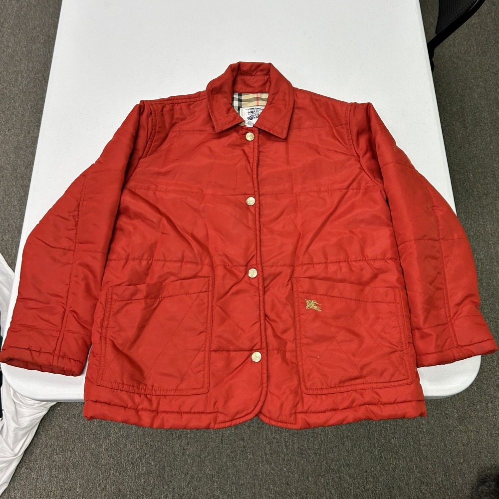 Burberrys Quilted Jacket Womens M Red Nova Check Lining Vintage Prorsum H1